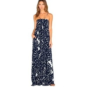 Karina Grimaldi Lotus Maxi Dress in Navy Palm Print Size XS